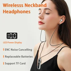 S12 Neck band Wireless Headphones ENC Noice Cancellling Support TF Card Music playing Sports Runnung Gaming Bluetooth Earphones