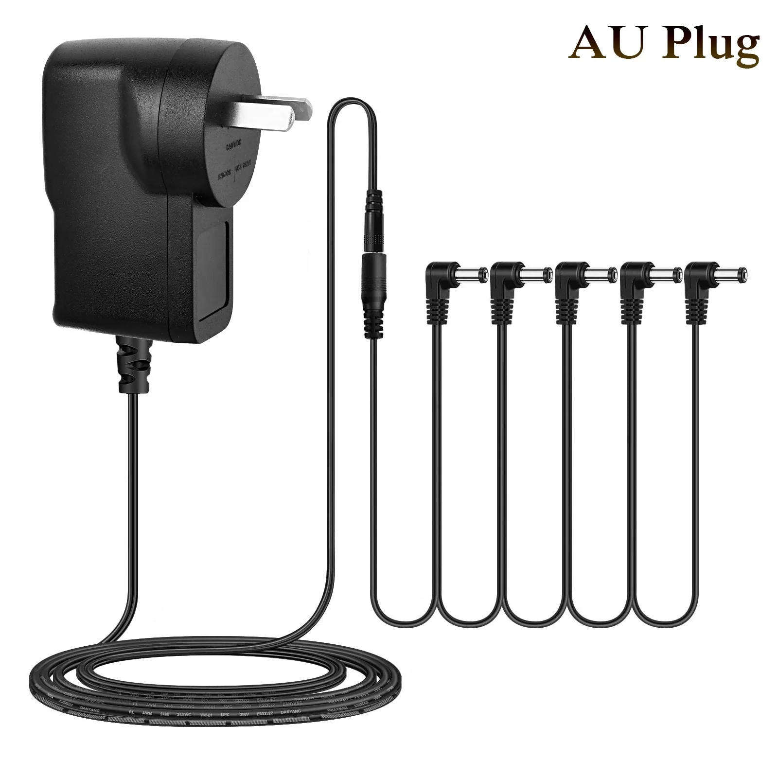 Gitarrenpedal-Stromversorgungsadapter 9V DC US UK EU Stecker & Minus 5-Wege-Daisy-Chain-Kabel Kompatibel mit den Meisten Gitarrenpedalen – Detail 3