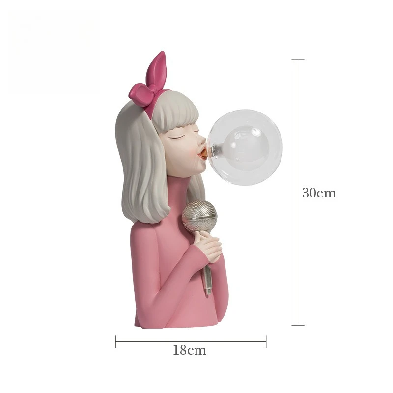 Cartoon Bubble Girl Nachtlicht Statue Skulptur Nordische Nachttischfiguren Heimdeko Atmosphärenlampe Kreatives Geschenk für Zimmer – Detail 9