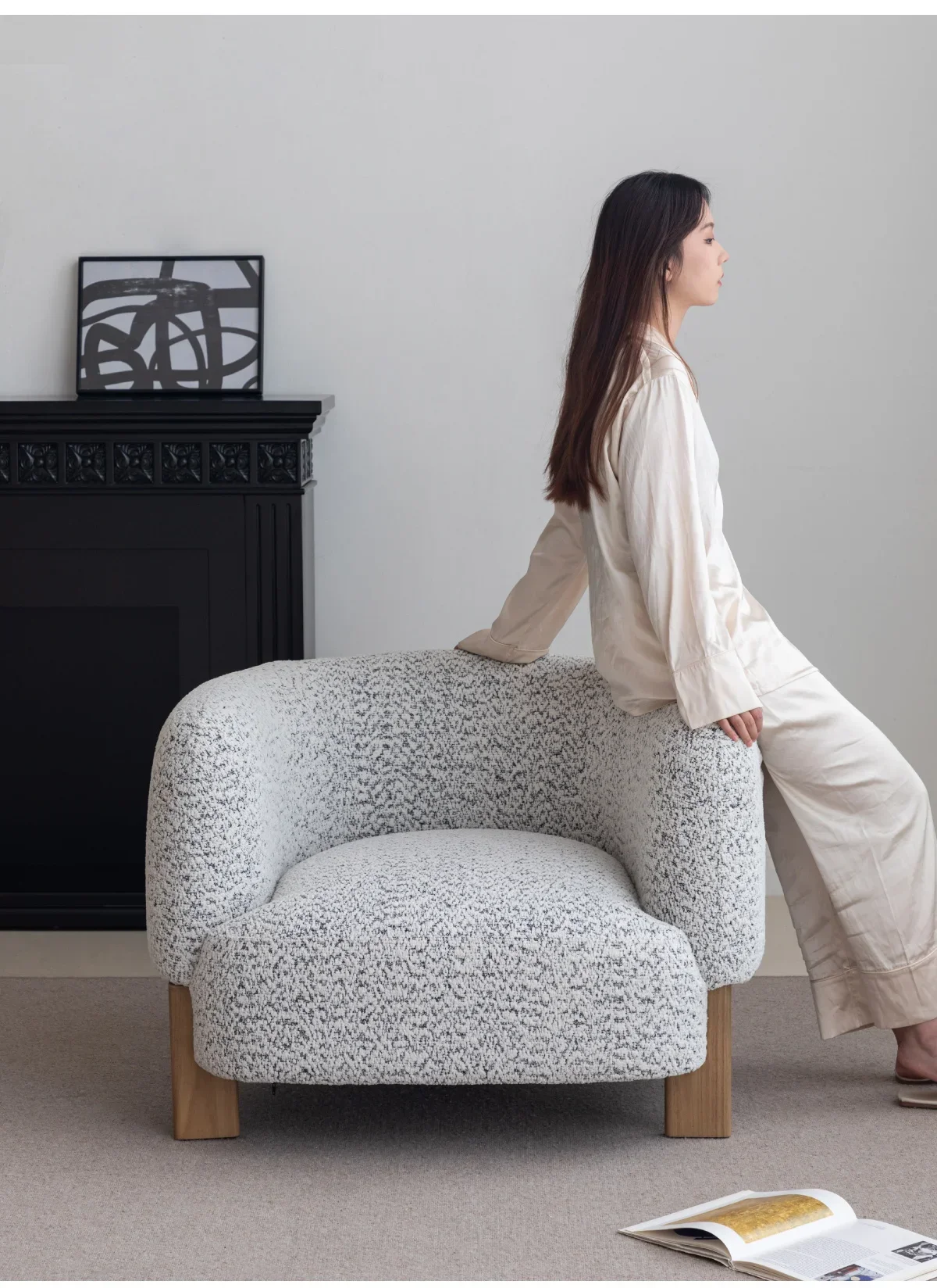 

AAItalian Fabric Lazy Sofa Single Chenille Creative Living Room Designer Couch