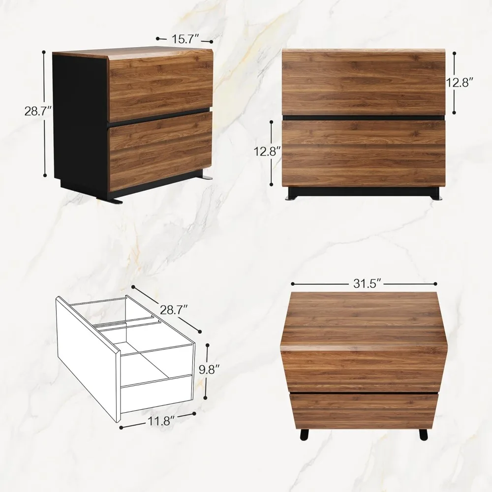 Filing Cabinets for Home Office, Wood File Cabinet with Anti-tilt Mechanism, Storage Filing Cabinet for Letter