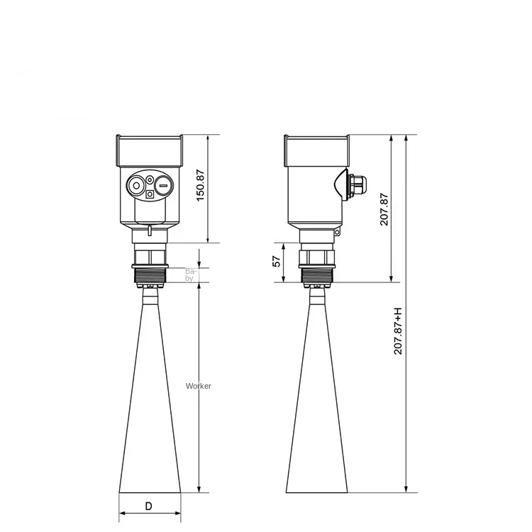Gy6902 26G High Frequency Radar Level Meter Trumpet High Temperature Intelligent Liquidometer for Industrial Use