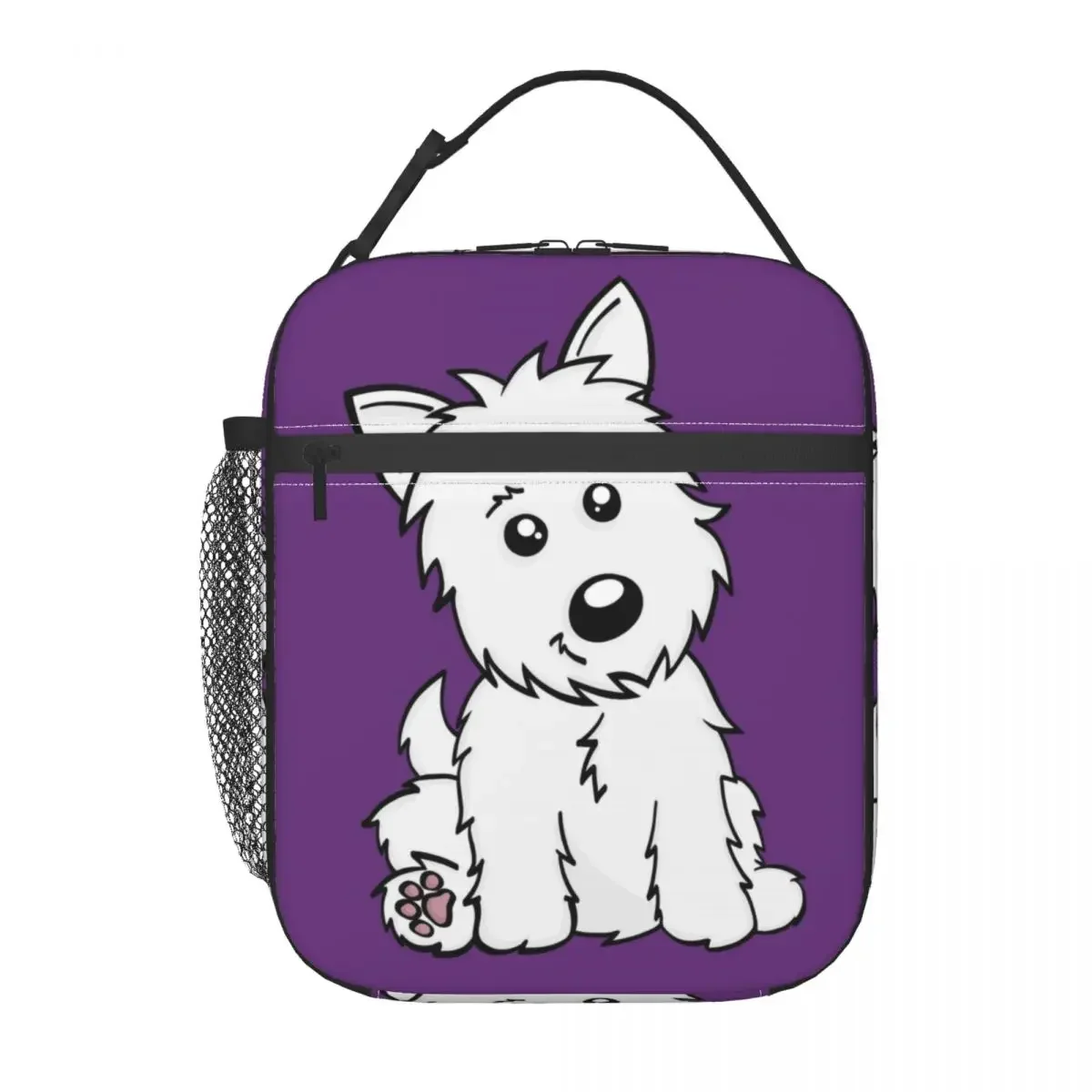 Custom Cute Cartoon Westie Dog Lunch Bag Women Warm Cooler Insulated Lunch Box for Kids School