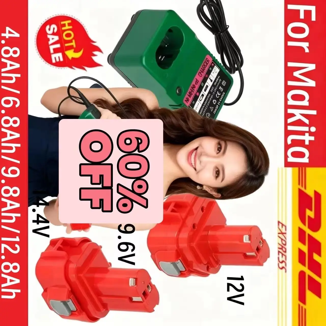 

2025 для Makita, сменная аккумуляторная батарея 12 В для электроинструментов 4,8/6,8/9,8/12,8 Ач для Bateria 1220 1222 1235 1233S 6271