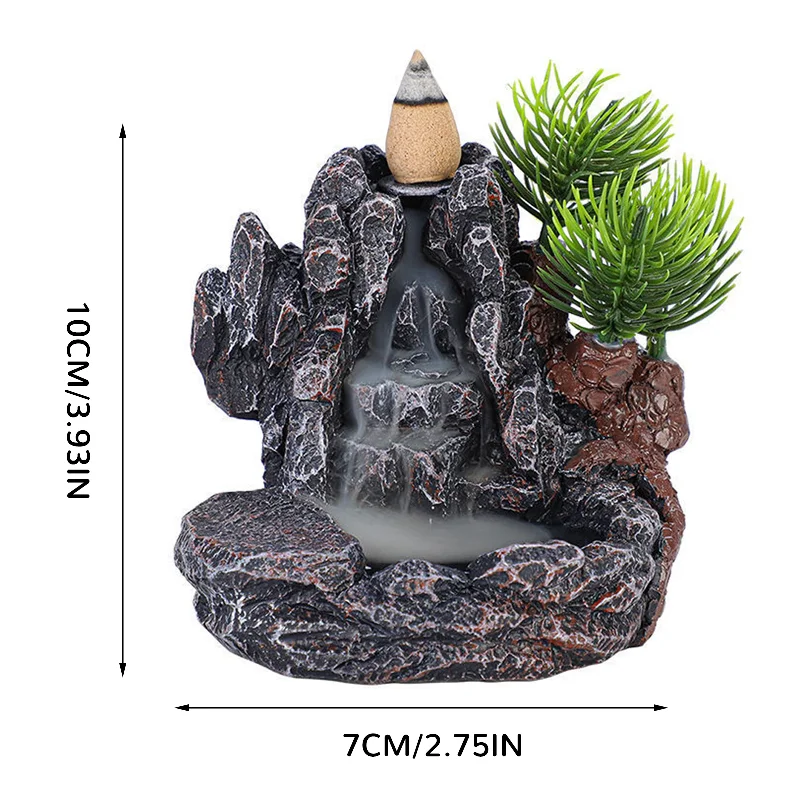 Resin Backflow Incense Home Ornament Mountains River Waterfall Reflux Incense Burners Fountain Backflow Aroma Incense Holder view 5
