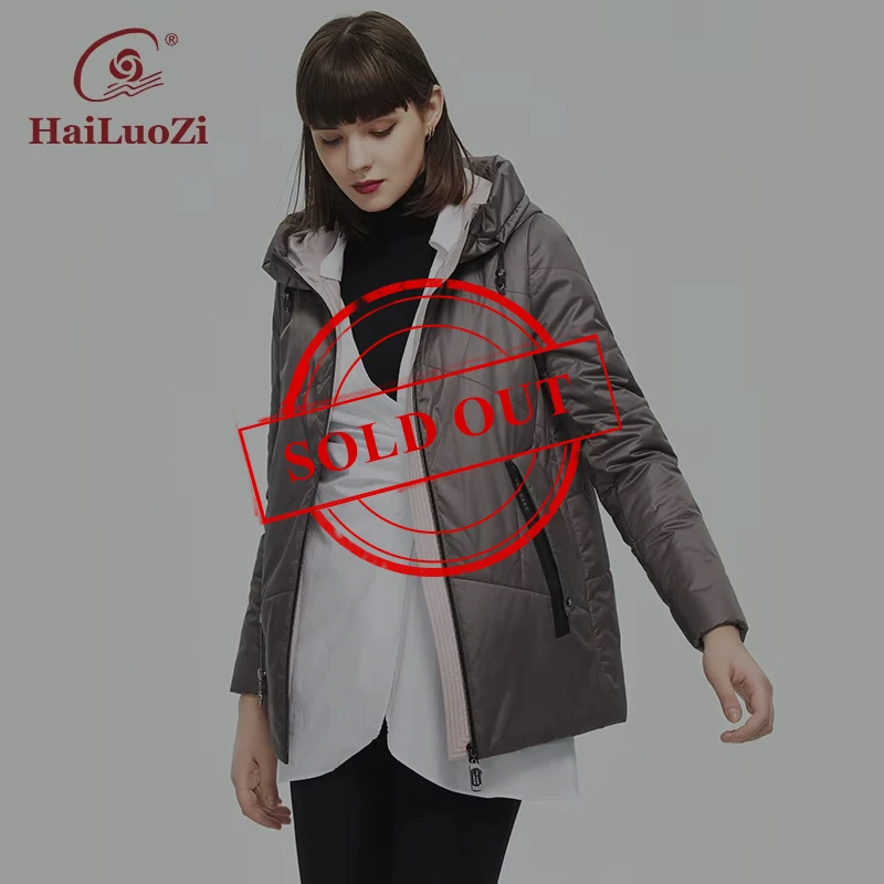 Hailuozi 2022 nova primavera outono jaquetas curto casual parka moda clássico senhoras jaquetas de algodão fino quente casaco feminino 38