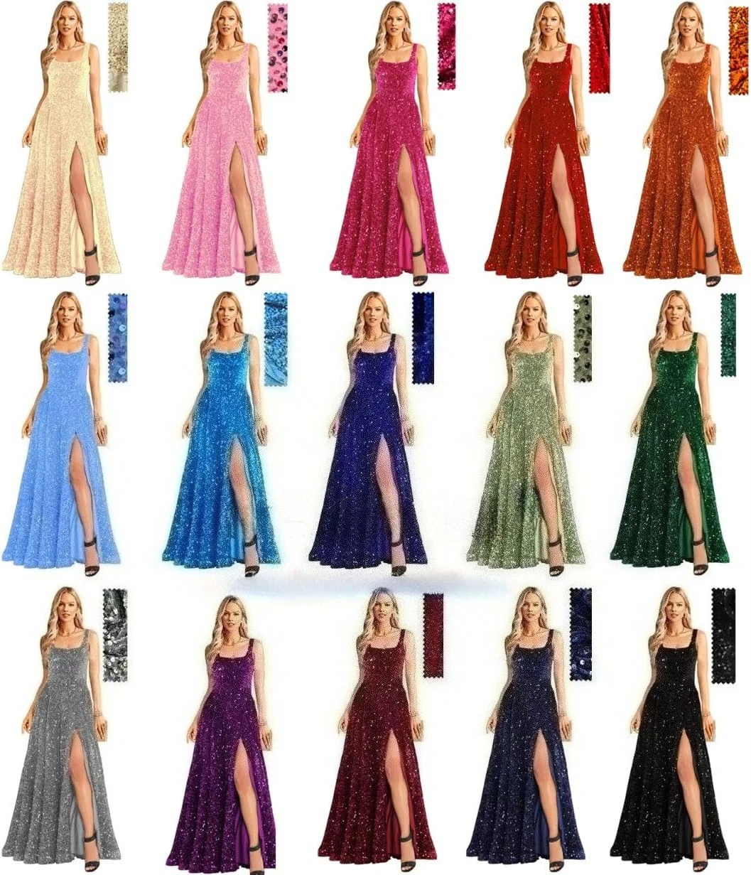 

Prom Dresses Long A Line with Pockets Formal Evening Ball Gowns with Sleeves Glitter Party Dress 2026 Formal Dress Women Elegant