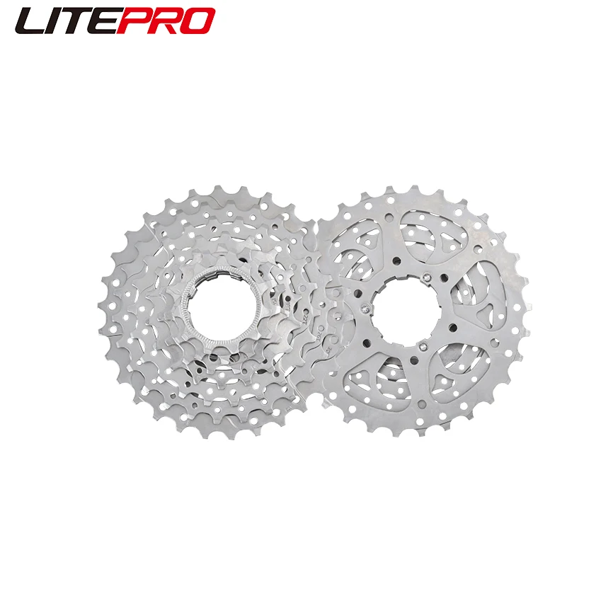 JKLitepro Folding Bicycle 11-28T/30T External 7 Speed Flywheel With Colorful Cap Cassette Freewheel Chrome Steel For Brompton
