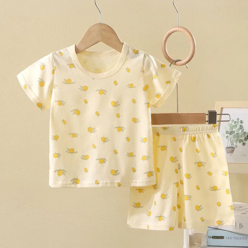 Boys Girls Summer Outfits Clothes Baby Cotton Short Sleeves Shirt Shorts Suits Children Top+Pants Sets 2pcs 0-7T