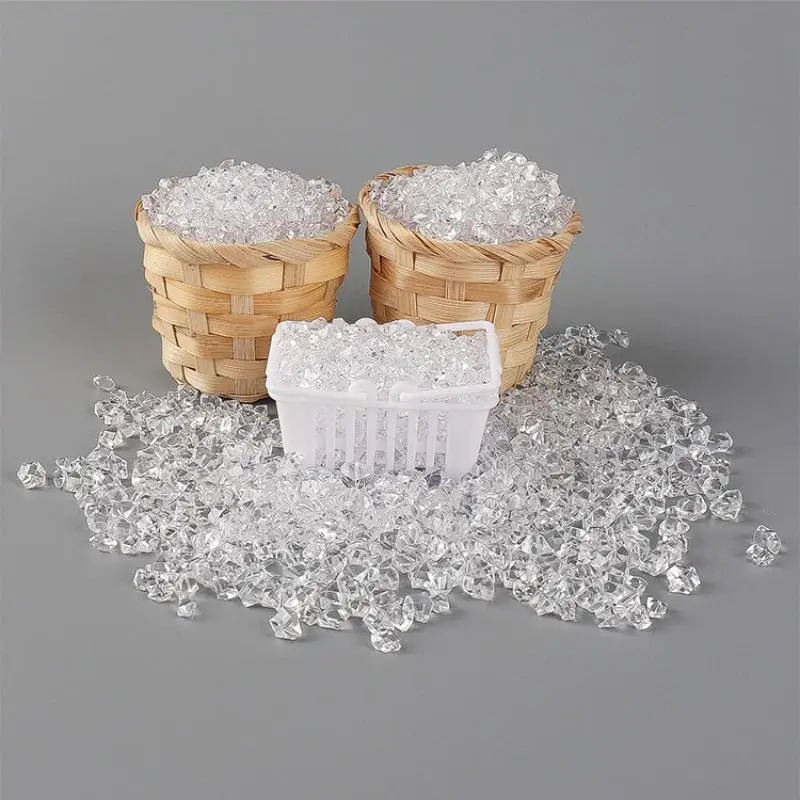 1 Set Dollhouse Miniature Transparent Ice Broken Ice Crystal Stones Ice Grains Model For Doll House Decor Kids Pretend Play Toys