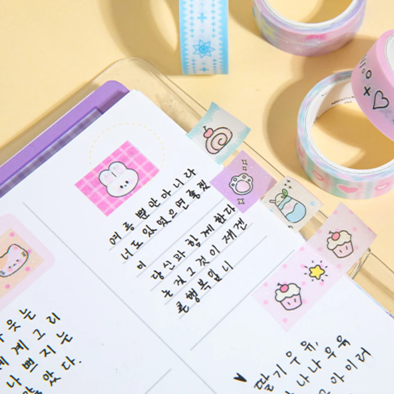 5Rolls/Set Korean Fine Flash Washi Tape Set Dream Selling Galaxy Cute Girl Sticker Handbook DIY Material Loop Stickers