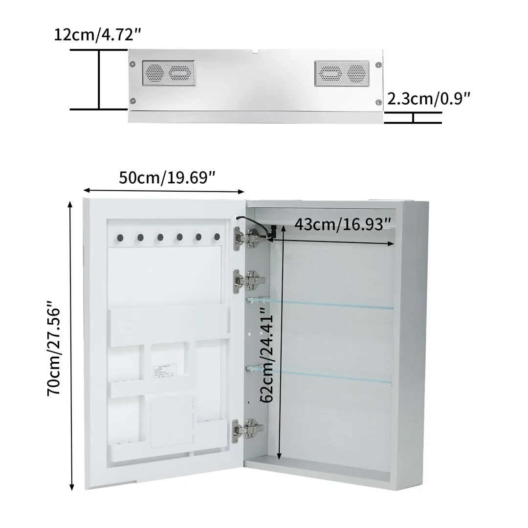 LUVODI 20x28" LED Bathroom Mirror Cabinet with Bluetooth,Lighted Storage Vanity Medicine Cabinet, Dimmable Anti-Fog