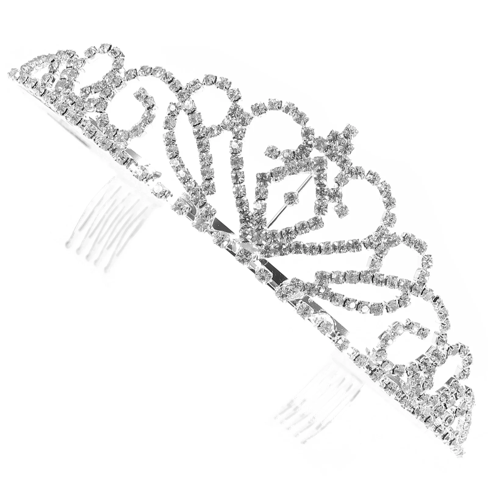 

Rhinestone Crown Wedding Bride Birthday Party Silver Base Bridal Tiara Hair Accessories Headpiece