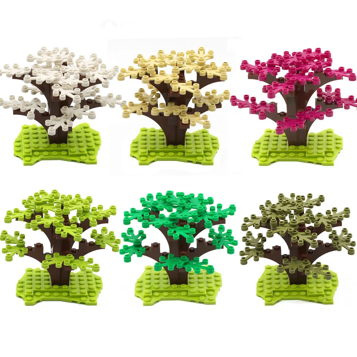 Diy The Model Tree 31PCs Plant Landscape with The Grass Contain Instructions Compatible with LEGO Small  Building Block Garden