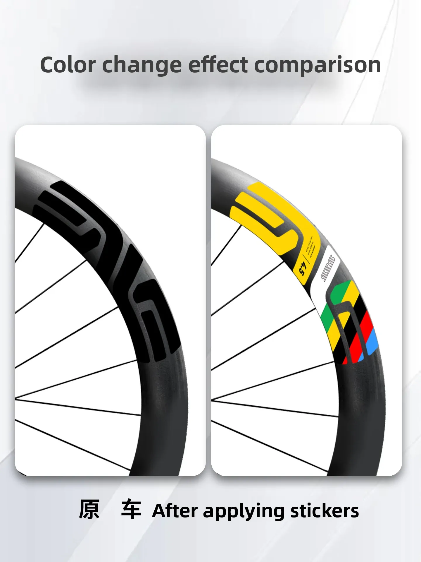 Rainbow Carbon Wheel Rim Stickers Yellow Jersey Wheelset Decals for Road Bike Geometric Pattern Digital Printing DIY Brand