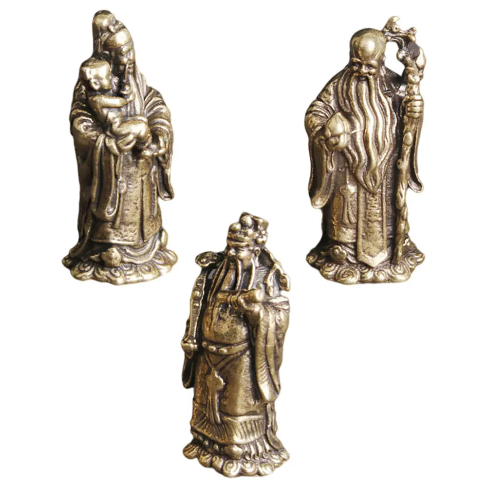

3pcs Small Brass Immortal Ornament Retro Desktop Decor Design Creative For Indoor Tabletop Decoration