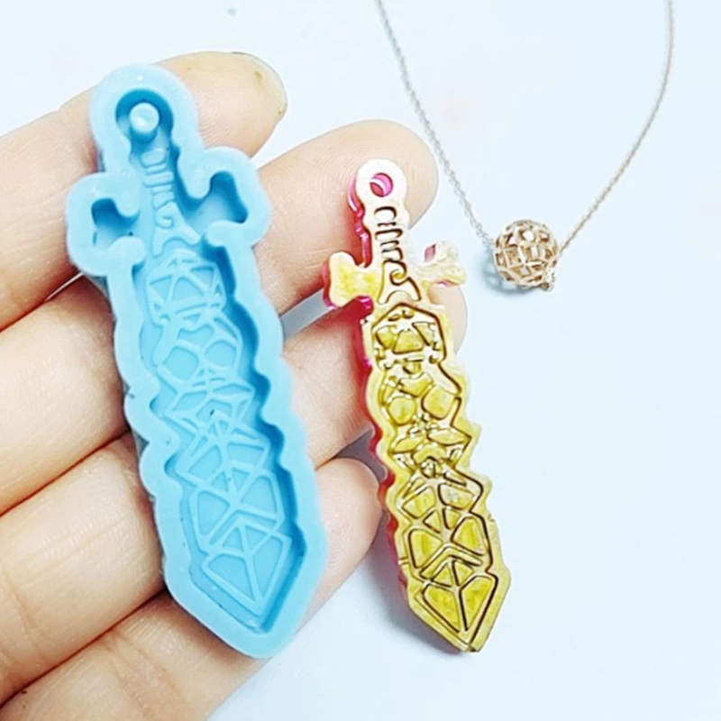 DIY  Sword Shape Ornament Silicone Epoxy Mold DIY Keychain Pendant Jewelry Crafting Mould for Valentine Gift Dropshipping