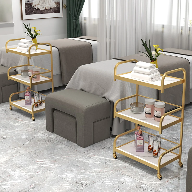 

High-end beauty cart trolley beauty salon special nail art instrument rack foot bath barber shop storage tool cart
