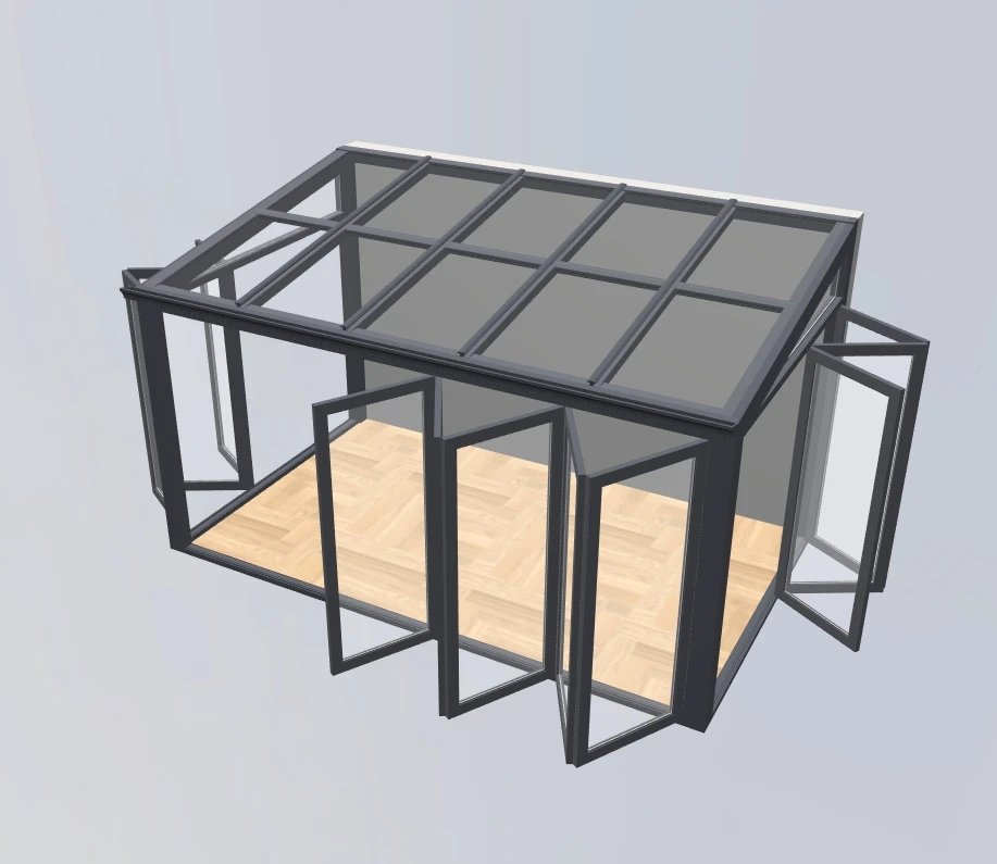 

Conservatory Solarium Small House Aluminum Solarium with Beveled Tempered Glass Roof