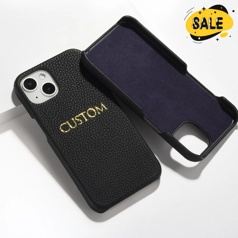 

Custom Name Letter Leather Phone Case for Iphone 12 11 Pro Max XR XS Max 7 8 Plus Personalized Engraved Protector Cover