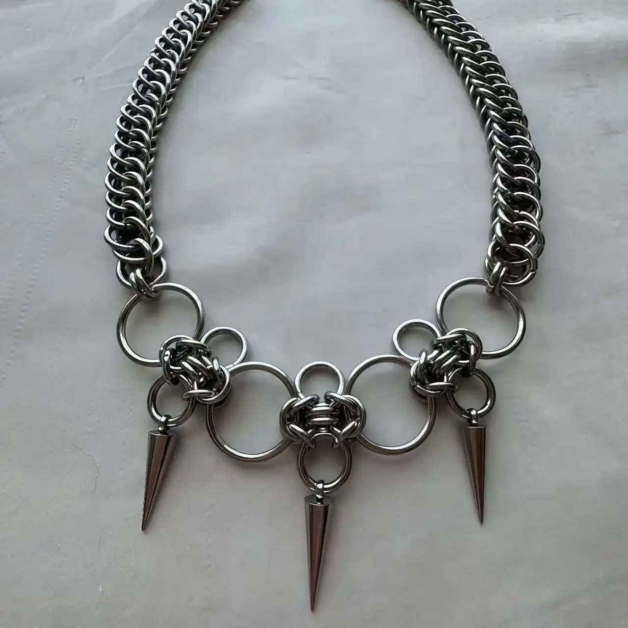 Innovative Multi-Layered Heavy Metal Punk Necklace Stainless Steel Clavicle Chain Unisex Accessory Hip Hop Gothic Style