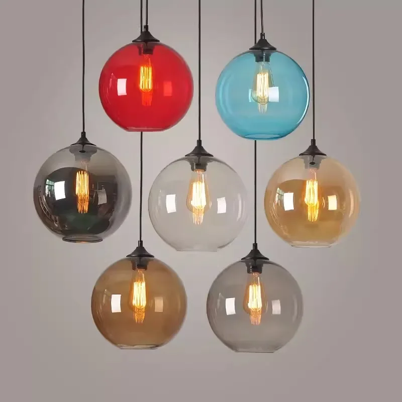 LED Nordic Glass Pendant Lights for Restaurant Bar Shop Modern Indoor Pendant Lamps Decoration Lighting Colorful Hanglamp