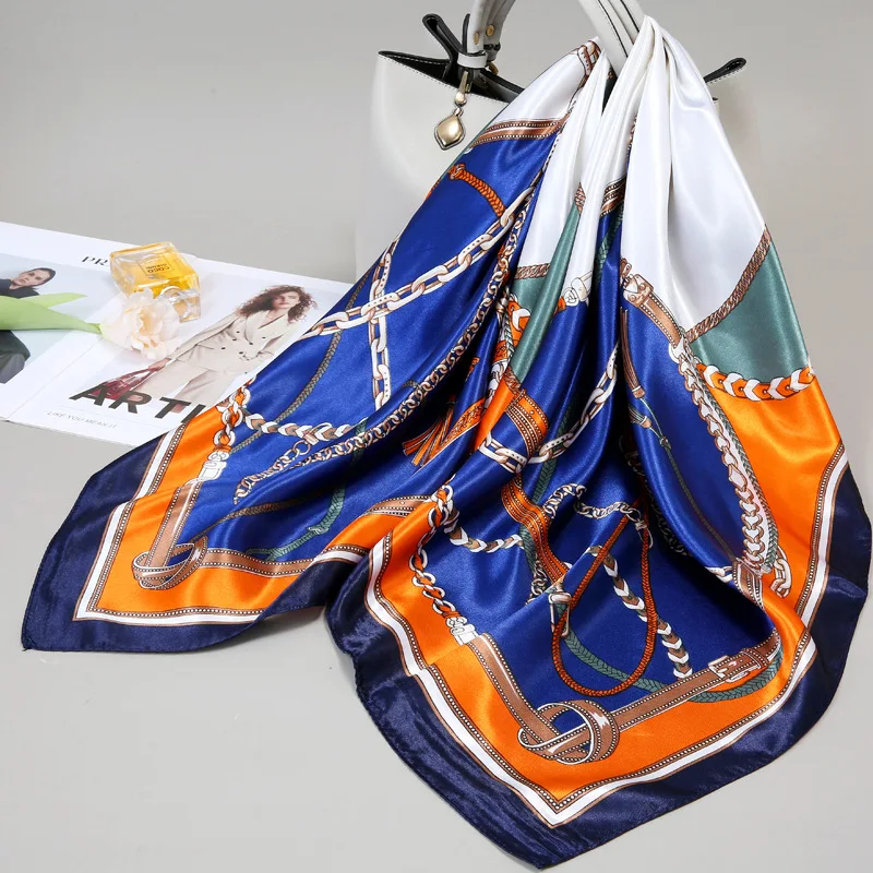 

90 Large Square Silk Scarf for Women 2025 New Spring and Summer High-End Korean Style Versatile Thin Scarf Shawl