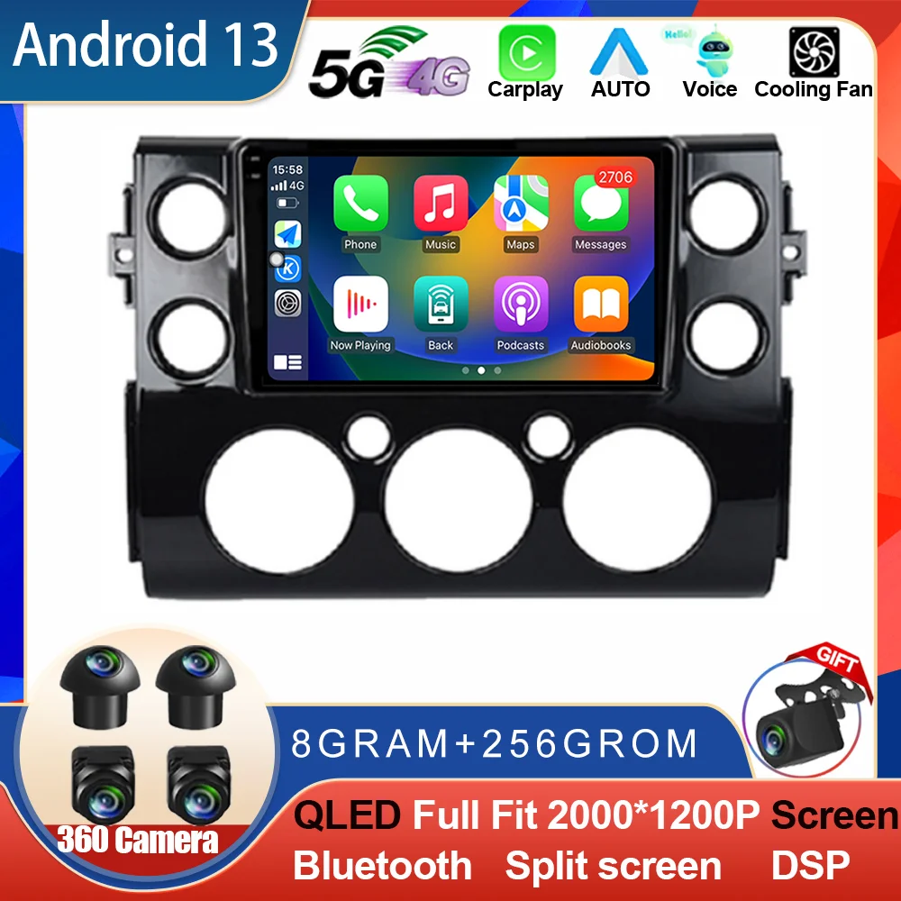 

Android13 For Toyota FJ Cruiser J15 2006 - 2020 Car Player Video Multimedia Navigation Auto Stereo GPS BT 4G WIFI QLED Carplay