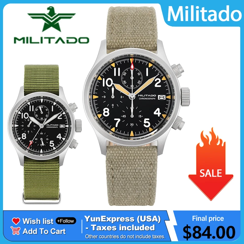 Militado ML1868KF Retro VK67 Quartz Chronograph Watch Stainless