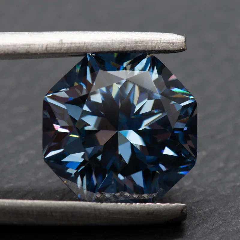 Moissanite Octagon 8 Arrows Special Cutting Royal Blue Primary Colour Charms Beads for DIY Jewelry Making with GRA Certificate