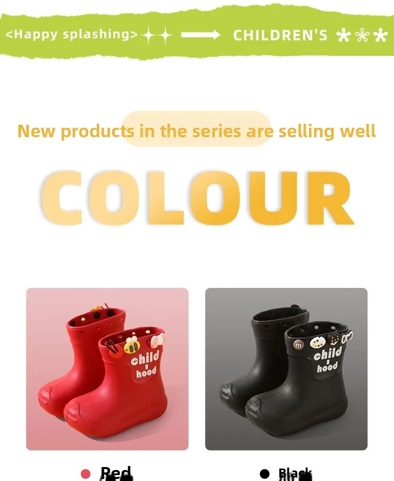 2026 Kinder Regenstiefel Mädchen Jungen Regenstiefel Rutschfeste Kinder Baby Regenschuhe PVC Wasserdichte Halbhohe Wasserschuhe Weiches Gummi – Detail 10