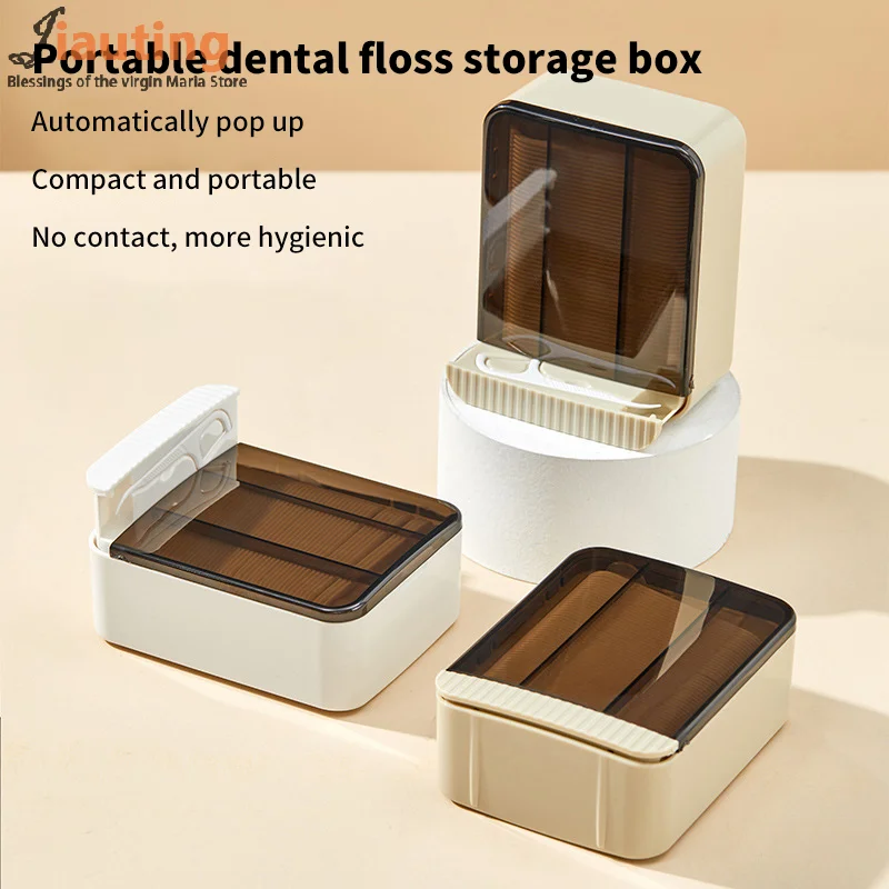 Dental Floss Dispenser Containing 48Pcs Floss Dental Floss Storage Box Auto Refillable Oral Hygiene Care Floss Pick Container