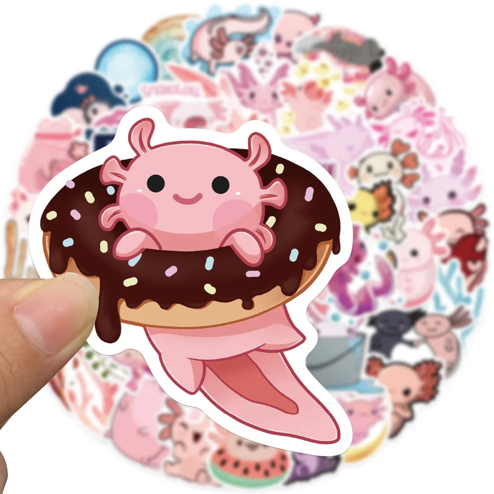 10/30/50pcs Kawaii Cartoon Axolotl Stickers Cute Decals Laptop Phone Cup Scrapbook Car Luggage Waterproof Sticker for Kids Toy