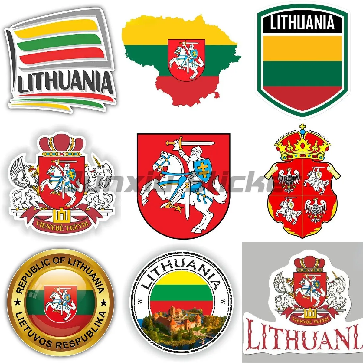 Lithuania Flag Map Vinyl Waterproof Bumper Boot Motorcycle Car Motorcycle Logo Decal Laptop Phone Tablet PVC Decor Decals PVC