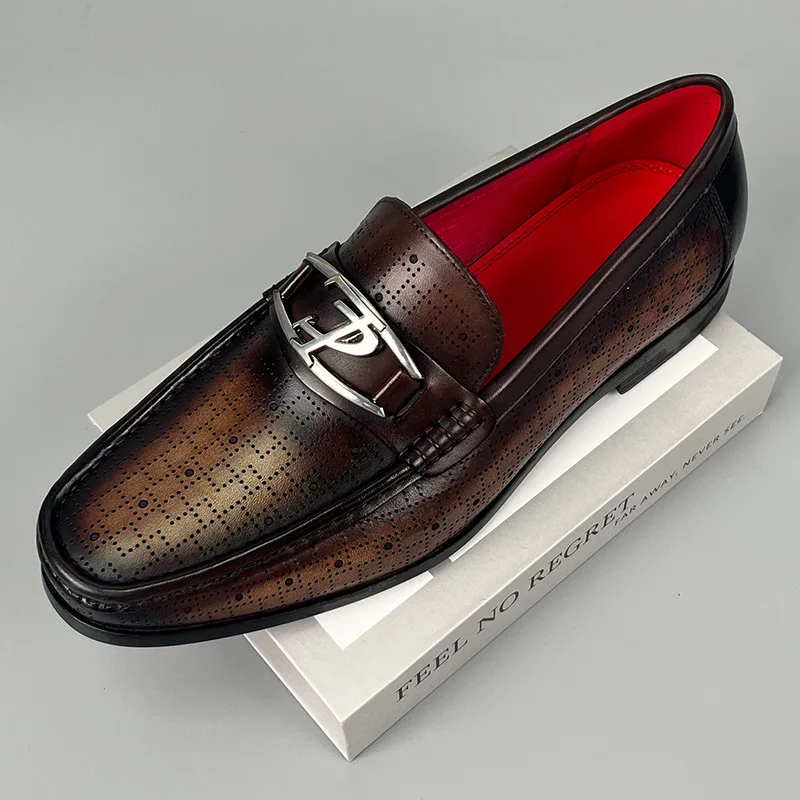 

Men's Casual Shoes Genuine Leather Slip On Luxury Brand Loafers Men Handmade Man Moccasins Italian Design Male Driving Shoes