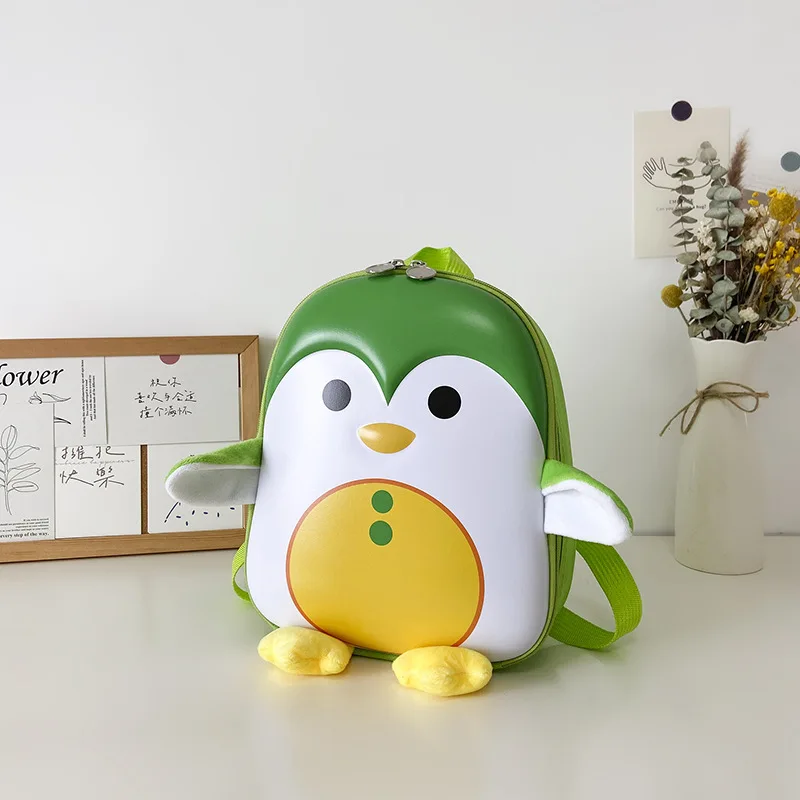 Mochila escolar pequeña de concha de huevo de dibujos animados para niños y niñas, bolso de hombro para niños, lindo pingüino 3d, jardín de infantes