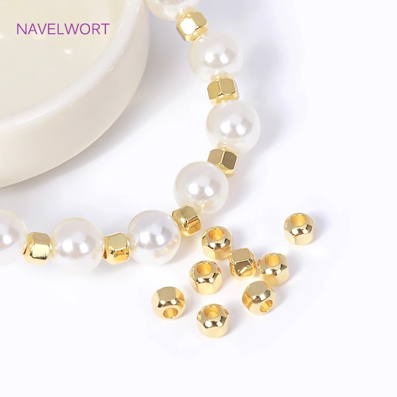 20/40/60Pcs 18K Gold Plated Brass Hexagon Spacer Beads For Jewelry Making,Separator For Beads,DIY  Bracelet Making Accessories
