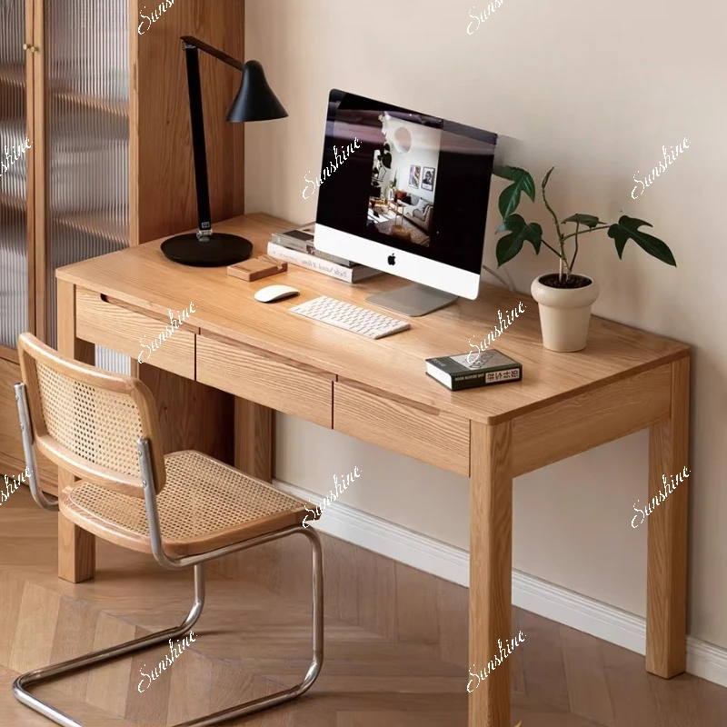 Pure solid wood, simple, learning, Nordic desk study computer