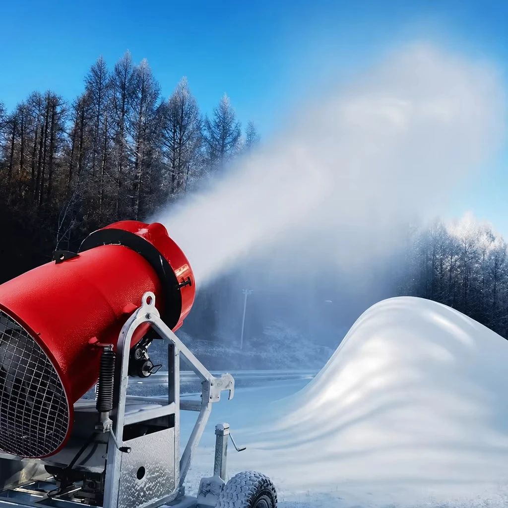 Wide Blade Small Scale High Capacity Snowmaking Machine 60 Nozzles Outdoor Ski Cannon Generator Shed