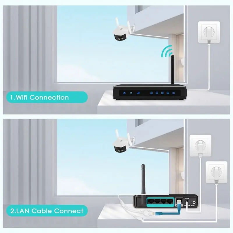 

ABJA 8MP PTZ IP Camera WiFi Color Night Vision 180° Wide Angel Outdoor Wifi Surveillance Cameras 4MP CCTV EU Plug