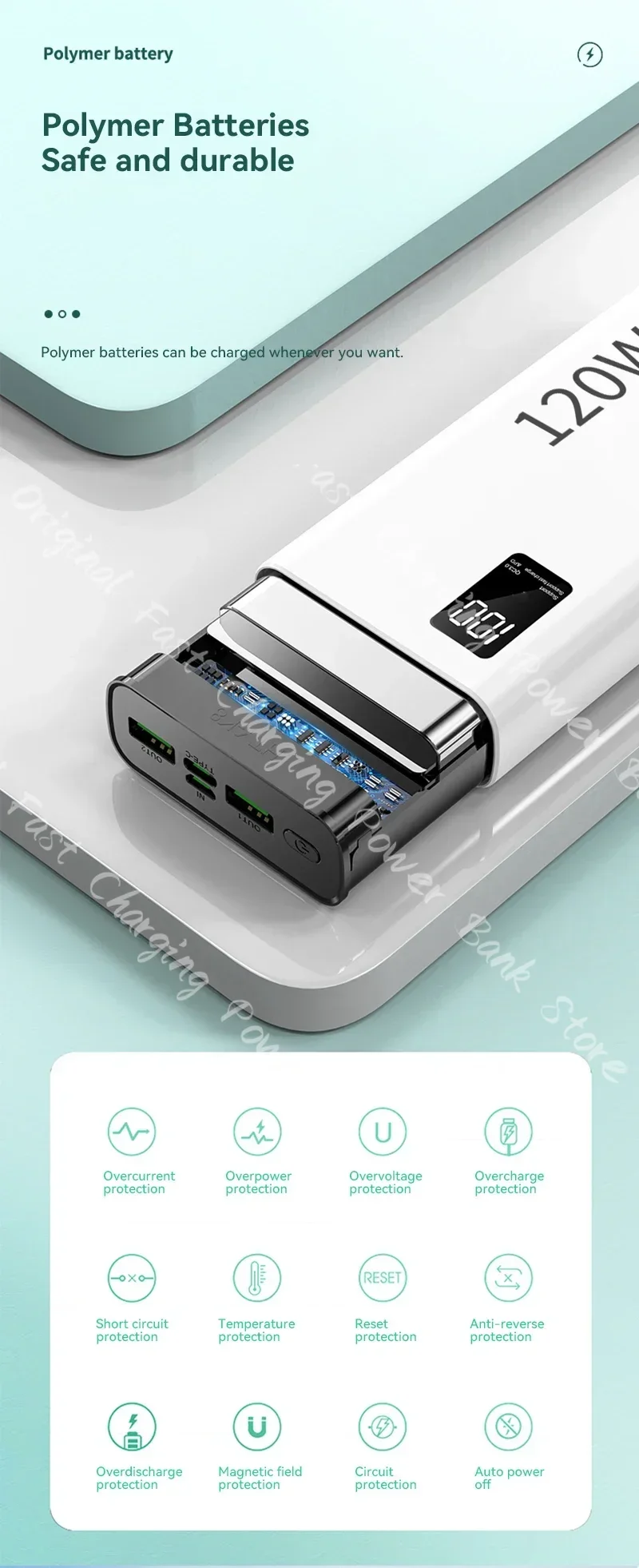 Xiaomi 50000mAh Large Capacity Power Bank Portable  UAB-C 120W Super Fast Charging Mobile External Battery For iPhone 17 Samsung