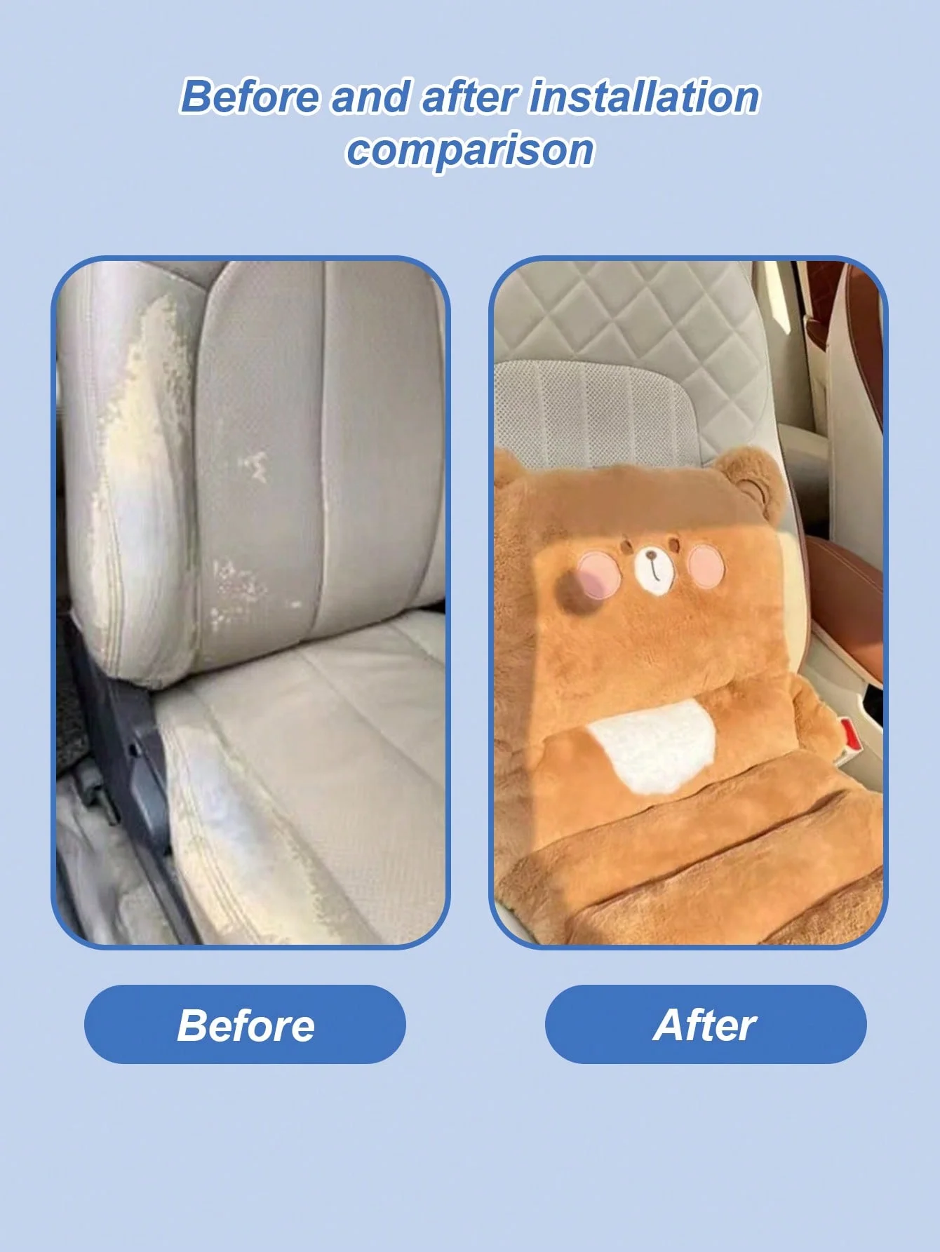 قطعة واحدة من وسادة مقعد السيارة المصنوعة من الصوف القطيفة مطبوع عليها دب، وسادة دعم قطني دافئة للشتاء اللطيف، وسادة متكاملة من القطيفة قابلة للغسل في الغسالة، لذا