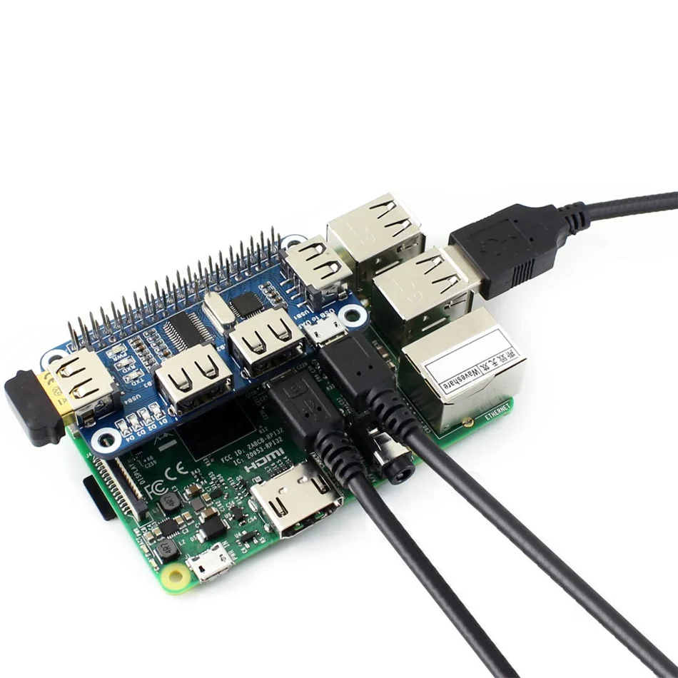 4 porte USB HUB HAT per Raspberry Pi 3 / 2 / Zero W scheda di estensione USB a UART per il debug seriale compatibile con USB2.0/1.0