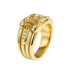 Mens Punk Fashion Jewelry 18K Gold Plated Stainless Steel Sword Ring Size 7-13