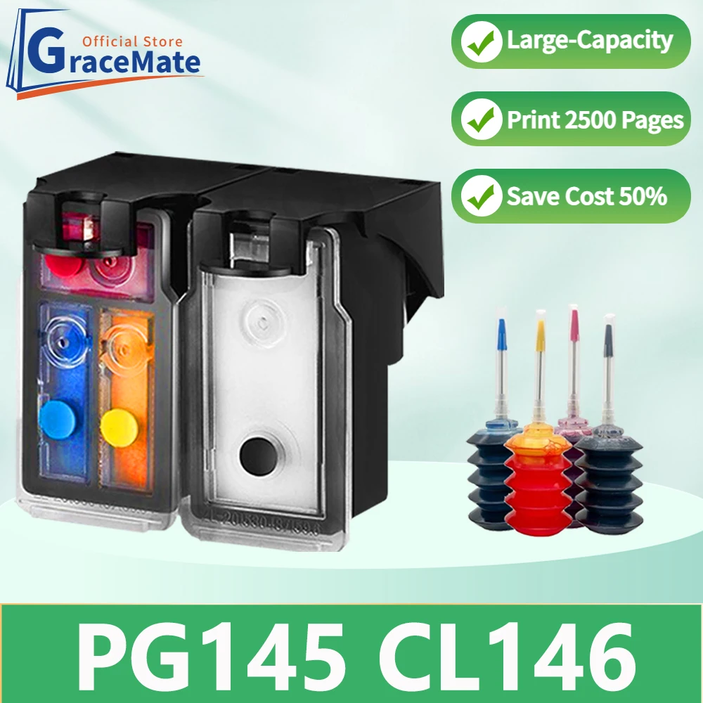 

Compatible for Canon PG145 CL146 Refill Ink Cartridges Pixma MG2410 MG2510 TS3110 IP2810 MG2910 MG3010 MX491