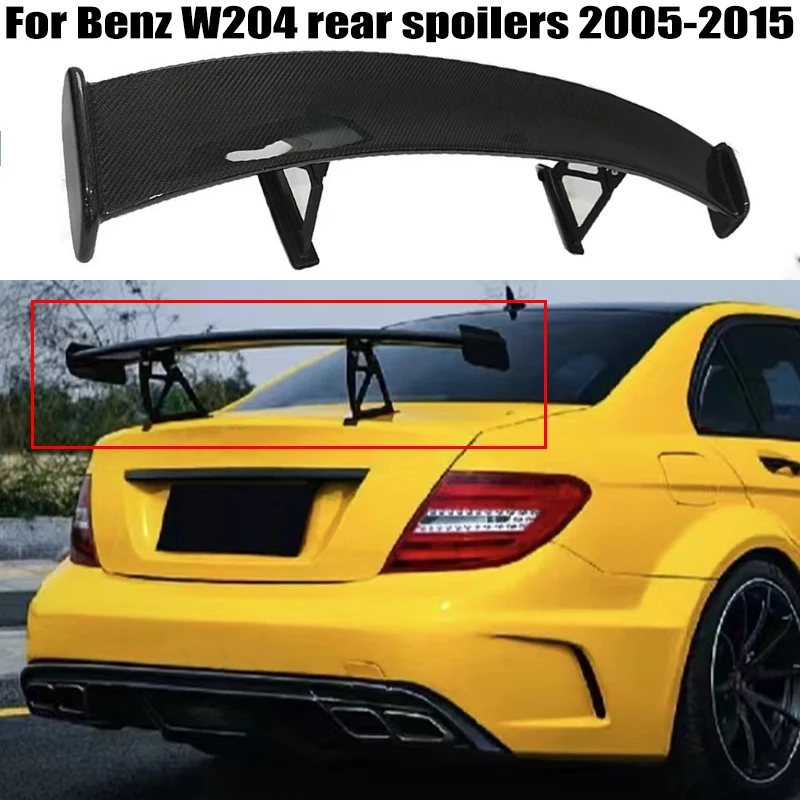 For Mercedes Benz W204 C180 C200 C260 C300 C63 AMG 2005-2015 BS Style Real Carbon Fibe Rear trunk cover spoiler wing Airfoil