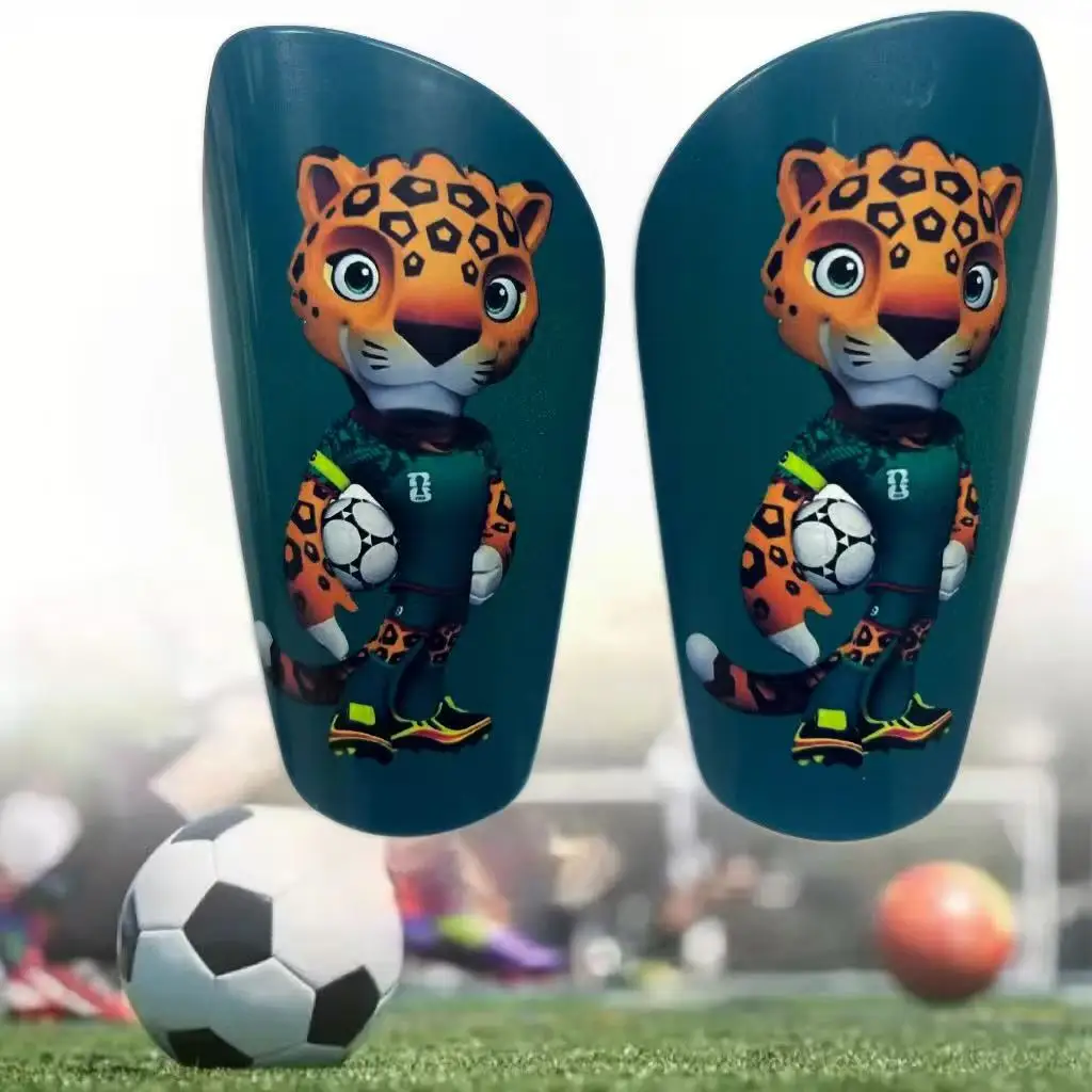 New Football Shin Guards 1 Pair Cartoon Mascot Pattern Sports Protection Leg Pads for Soccer Games