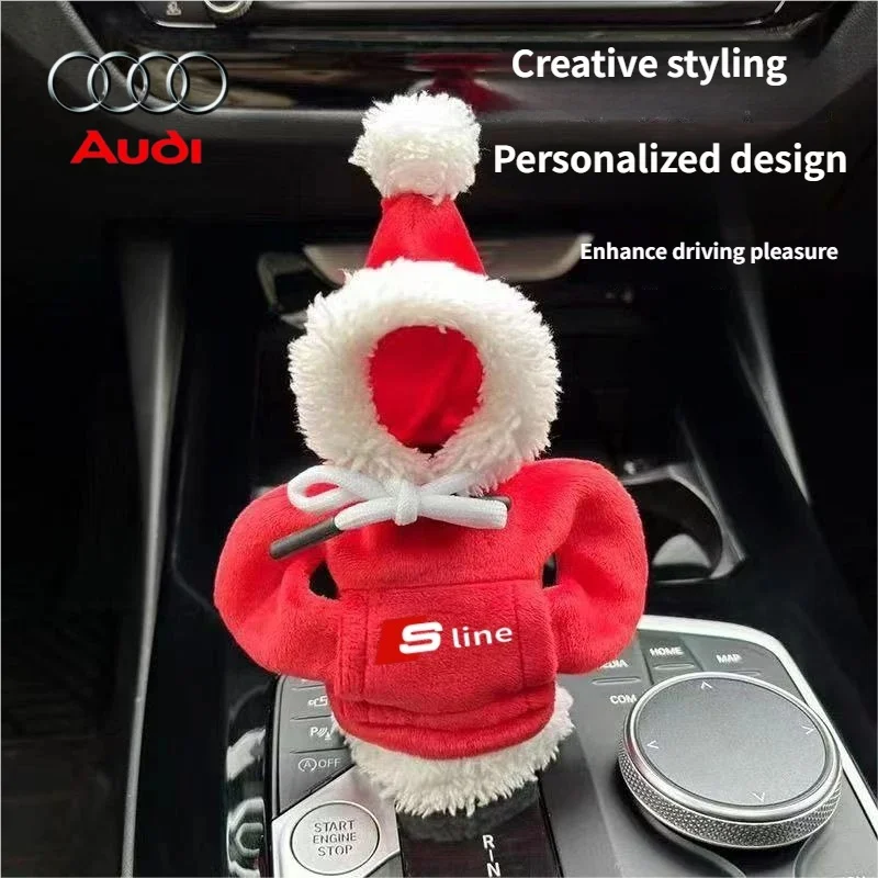 

Car Shift Knob Cover Set Hoodie Gear Handle Mini Sweatshirt Christmas Gift Shift Lever Kit Interior Accessories for Audi Sline