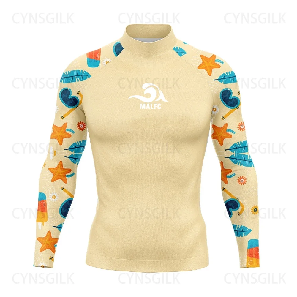 

Мужская одежда для серфинга MALFC, одежда для серфинга, купальник Rashguard, одежда для серфинга UPF 50, футболка с длинным рукавом для водного спорта, одежда для плавания и Сноркелинга