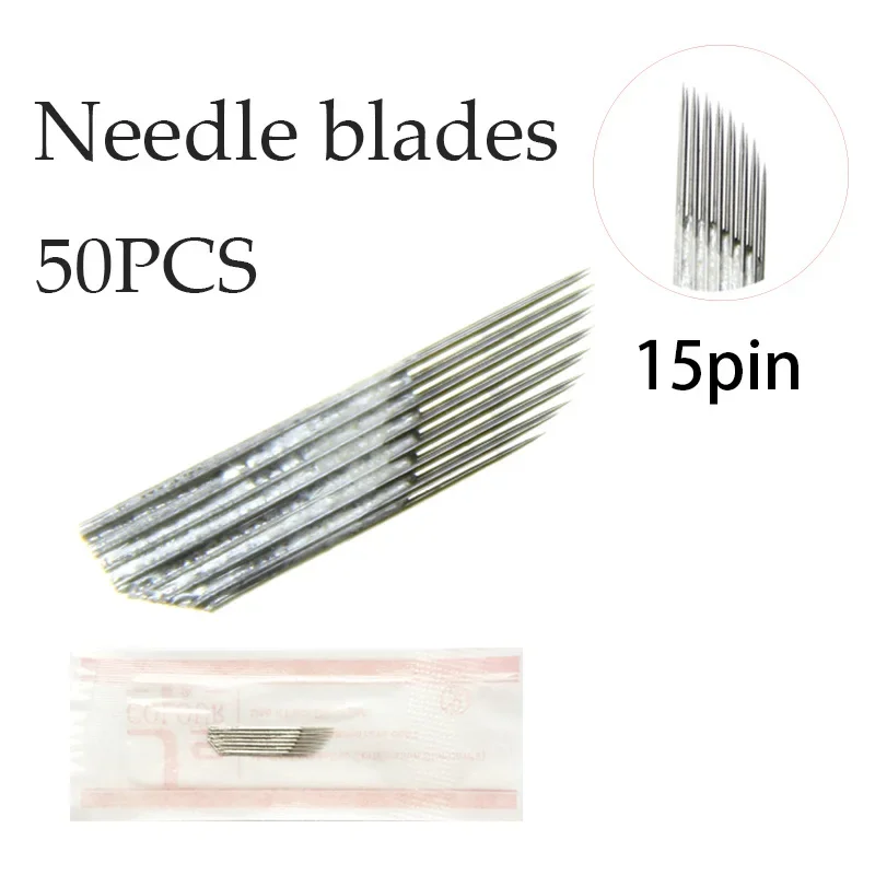 JSCOLOUR 2Rows 15Pin Needle Permanent Eyebrow Makeup Fine Needle Blades For Microblading Pen Manual Embroidery